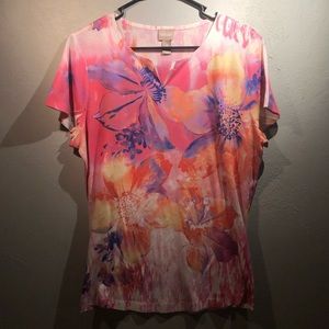 Ladies Chico Watercolor Floral Print Shirt